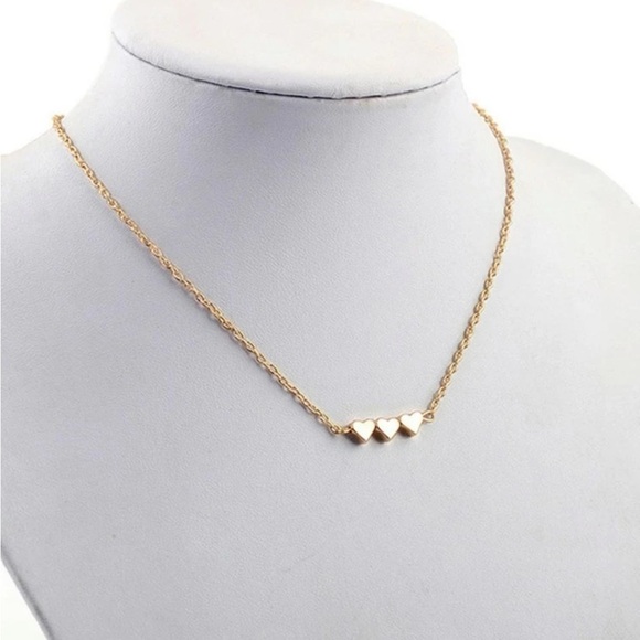 Gold Three Heart Necklace - Picture 1 of 2